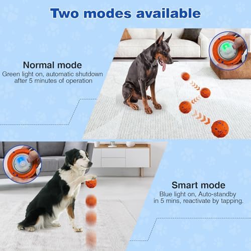 Smart Interactive Dog Ball, Interactive Dog Toys for Medium and Large Dogs to Keep Them Busy, E-TPU Material, IP54 Waterproof, Automatic Moving, Bouncing, Vibrating and Rotating Pet Balls for Boredom