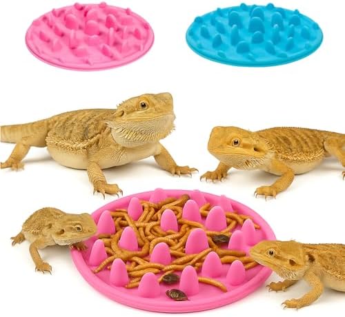 2-in-1 Bearded Dragon Enrichment Toy & Feeding Bowl – 2Pcs Reptile Bowl - Mealworms & Cricket Dish for Gecko, Bearded Dragon & Chameleon - Bearded Dragon Toy for Boosts Natural Instincts & Exercise
