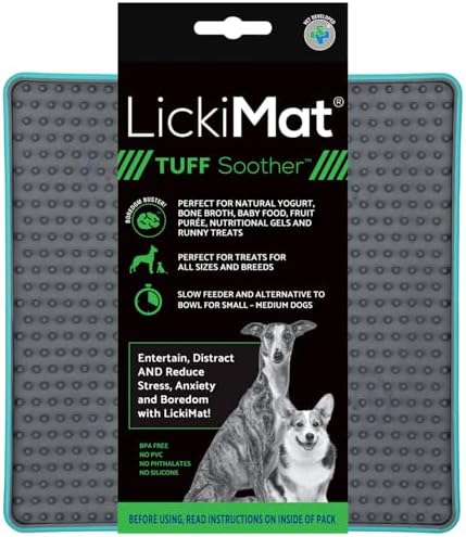 LickiMat Tuff, Heavy-Duty Soother, Dog Slow Feeder Lick Mat, Boredom Anxiety Reducer; Perfect for Food, Treats, Yogurt, or Peanut Butter, Fun Alternative to a Slow Feed Dog Bowl, Turquoise