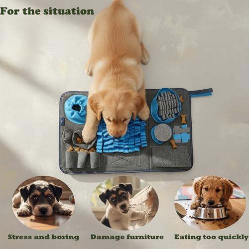 S Snuffle Mat Blue Dog Puzzle Enrichment Slow Feeder