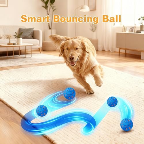 Interactive Dog Ball Toy, Automatic Moving & Rolling Dog Toy Motion Activated Smart Dog Toy Ball for M/L Dogs, USB Rechargeable, E-TPU Pet Toy for Indoor & Outdoor Dogs