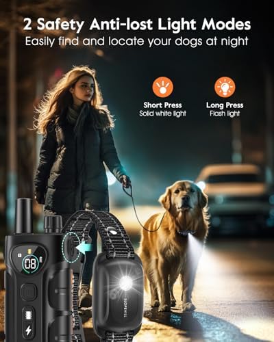 SLOPEHILL Dog Shock Collar,4200FT Dog Training Collar with Remote,Black | IP68 Waterproof e Collar with Beep,Vibration,Safe Shock,Light,No Shock Mode,Shock Collar for Small Medium Large Dog 8-140lbs