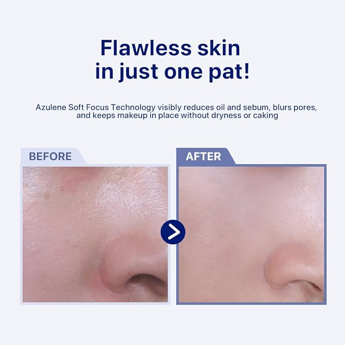 Le Nubele Azulene Face Cover Fixing Powder Mini Translucent Setting Powder for All Skin Types and Tones, Pore-Blurring, Matte Finish, Soft-Focus Technology, Korean Makeup, Travel Size 3g /0.10 oz.