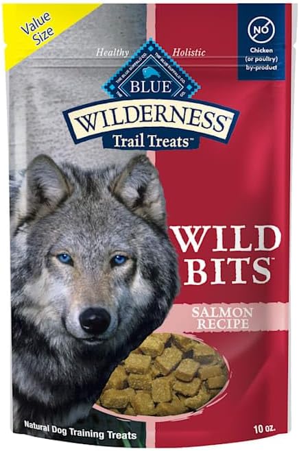 Blue Buffalo Wilderness Wild Bits Salmon Soft & Chewy Dog Treats, 10 oz | Real Salmon #1 Ingredient, High Protein & Grain-Free, Bite-Sized Training Treats Made with Natural Ingredients