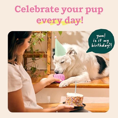 WOOF Pupsicle Interactive Dog Ball Toy for Dogs Large 25-75 lbs - Pink | Long-lasting enrichment toy for medium/large dogs, easy-fill design, low-mess play, made of natural rubber, easy to clean