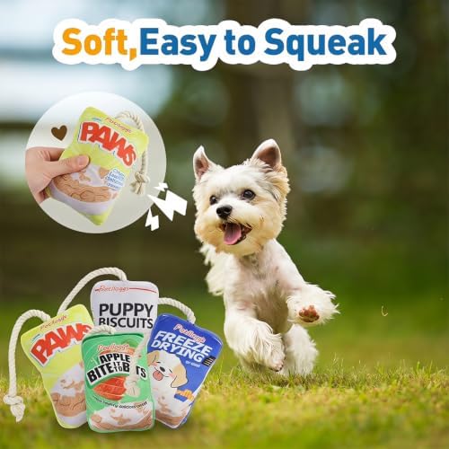 2 Pack Fun Interactive Dog Toys with Squeaker Chew & Squeak Toy Cookies Bag Best Squeaky for Aggressive Chewers (Cookies-2)