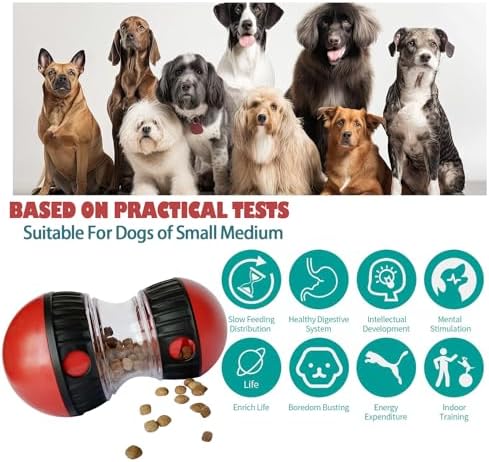 Dog Food Puzzle Toys, Adjustable Dog Treat Dispensing Dogs Toys, Interactive Chase Slow Feeder for Boredom and Stimulating, IQ Training for Small Medium Dogs