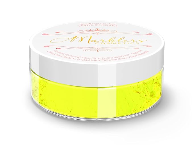 MARBLERS Fluorescent Pigment [Neon Yellow] 0.11oz (3g) | Matte Pigment | Non-Toxic | Vegan | Cruelty-Free | Nail Polish, Nail Art, Soap, Craft | Festival, Rave & Party Makeup