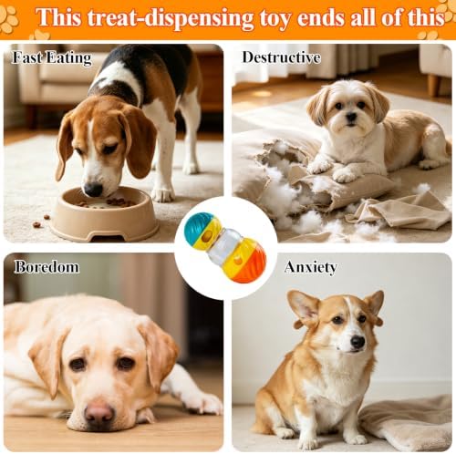 Dog Puzzle Toy, Adjustable Treat Dispenser Ball for Pets | Mental Stimulation Enrichment Toy, Boredom Buster & Anxiety Relief for All Breeds, Promotes Healthy Eating with Slow Feeder