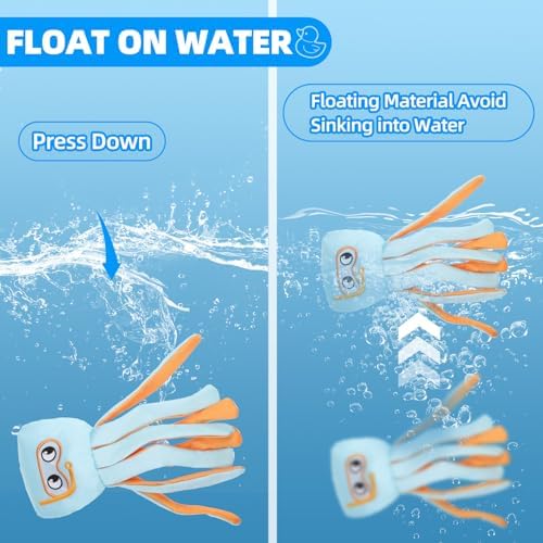 Mihachi Floating Dog Water Pool Toys 2 Pack for Swimming Pool, Interactive Crinkle Pet Puppy Chew Toys for Play and Training, Funny Dog Toy for Small Medium Large Breed, Octopus & Squid