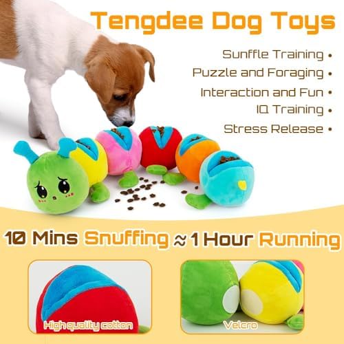 AWOOF Dog Snuffle Toy, Squeak Dog Toys for Stress Release & Boredom Relief, Dog Puzzle IQ Training, Snuffle Foraging Instinct Training, Detachable Puzzle Enrichment for Medium Small Dogs