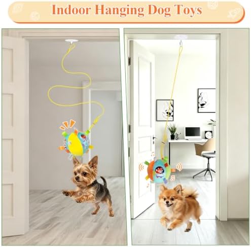 ASOCEA Hanging Dog Toy with Suction Cup, Colorful Squeaky Play Ball