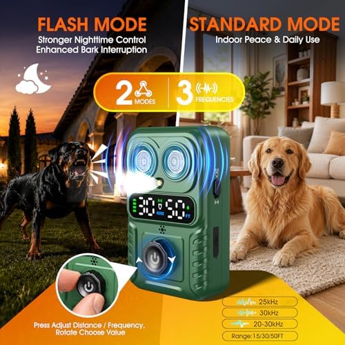 Automatic Bark Box,Smart Dog Bark Deterrent Device,Anti Barking Device for Dogs Stop Neighbor’s Dog Barking,Ultrasonic Bark Control Box with 2X Emitters