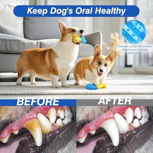 Pawaboo Dog Cooling Chew Toys, 2 Pack Freeze Pet Teething Toys for Cooling