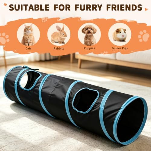 iCAGY Cat Tunnel for Indoor Cats Kittens Rabbits, Foldable Tunnel Toys