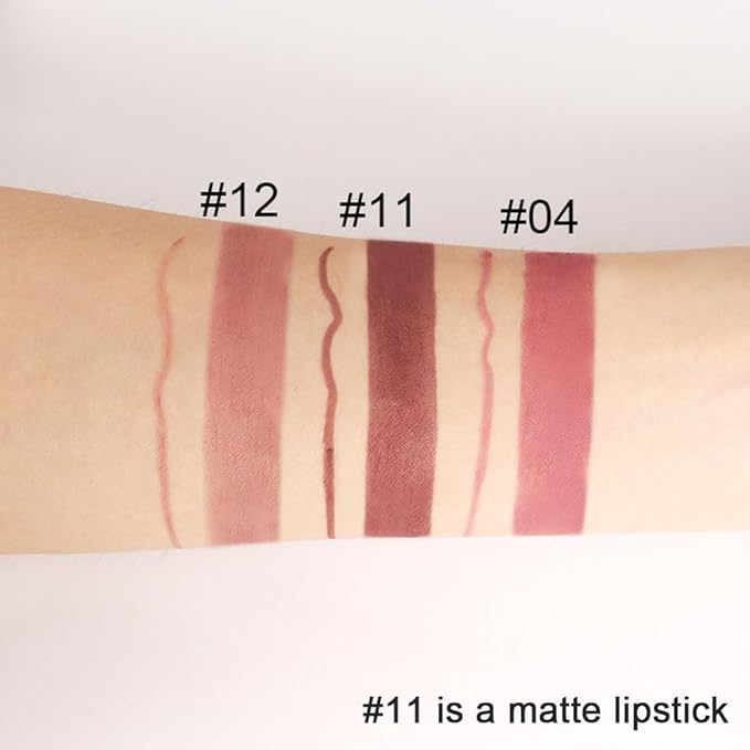 2-in-1 Brown Lip Liner & Lipstick Set Kit for Women, Matte Lips Kit with Lip Liner Lip Stains Long Lasting Waterproof 24 Hour Lipstick and Lip Liners Combo Lipliners Pencil Set 11