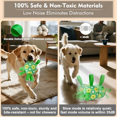 Interactive Dog Toys Dog Soccer Ball to Keep Them Busy(Green) | Durable Automatic Moving Jumping Dog Balls with Straps for Small/Medium/Large Dogs,Rechargeable,Not for Aggressive Chewers