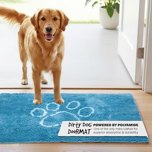 Dog Gone Smart Dirty Dog Doormat - Fast Drying Rug - Aqua, 35 x 26 in | Super Gripper Backing for Clean Floors - Absorbent Microfiber and Machine Washable Mat for Muddy Paws