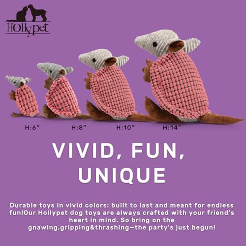 Hollypet Armadillo Squeaky Dog Toys for Medium Large Dogs, 14"