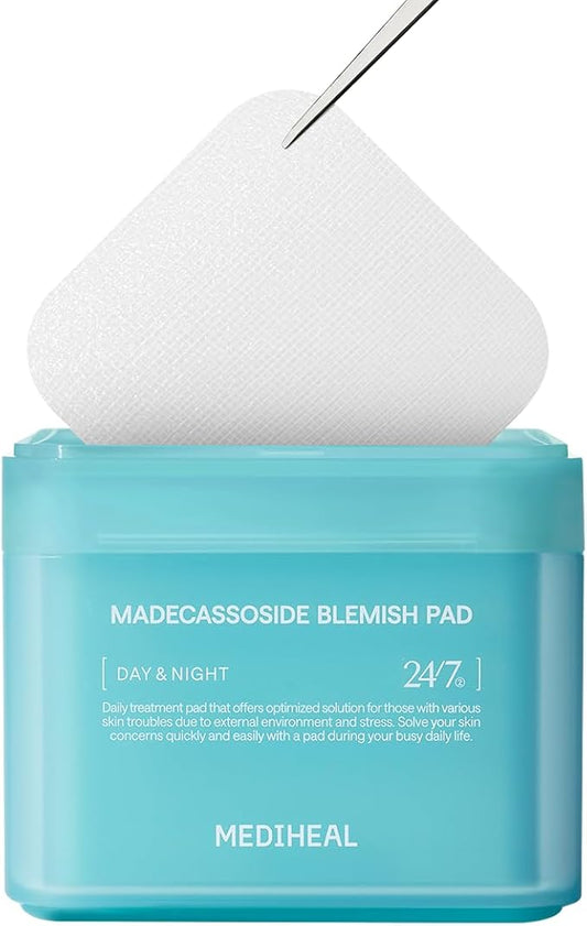 MEDIHEAL Madecassoside Toner Pads - with Centella Asiatica to Treat Blemishes and Improve Uneven Skin Tone - Vegan Gauze Fabric, 100 Pads