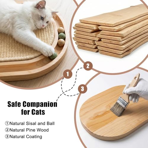 Sisal Cat Scratcher Toy with Ball Track, Natural Scratching Pad