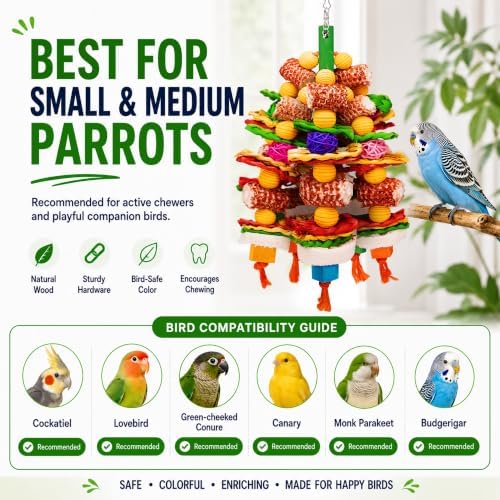Bird Toys Natural Corn Cob Loofah Chew Toys for Small Medium Parrots