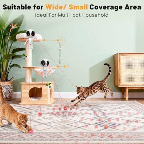 Automatic Cat Laser Toy, 2-in-1 Interactive Cat Toy with Dual Laser & Catnip UFO Teaser, Motion Activated, 5 Laser Patterns, 4 Play Modes, Rechargeable, Adjustable Clip for Indoor Cats