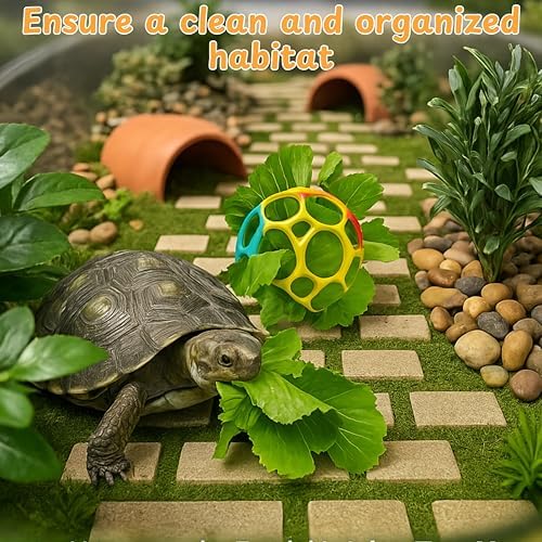 Aquatic Turtle Feeder Treat Ball Toys, Turtle Feeder Ball, Aquatic Tortoise Enrichment Toys, Aquarium Toy for Turtles, Aquarium Accessories, Tortoise Habitat Accessories (Yellow, 3.7'')