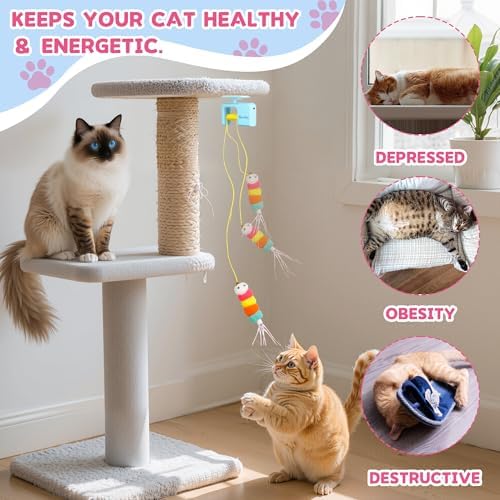 Interactive Cat Toy for Indoor Cat, Automatic Door Hanging Cat Toy with Detachable Design, Kitten Toys for Indoor Cats Self Play, 3.27 * 1.69 * 2.76Inch (Sky Blue)