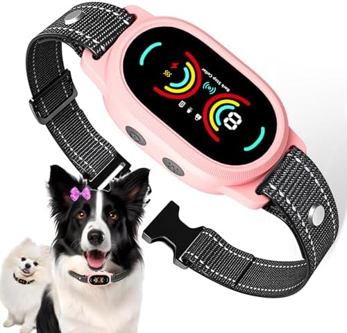 Dog Bark Collar, Rechargeable Bark Collar for Small Dog 5-15bl, Medium and Large Dog, IP67 Waterproof Anti Barking Collar with Adjustable Sensitivity(Pink)