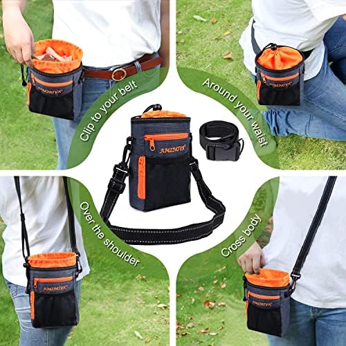 AMZNOVA Dog Treat Pouch Treatnow Dog Treat Bag, 6 Cups, Heather Navy