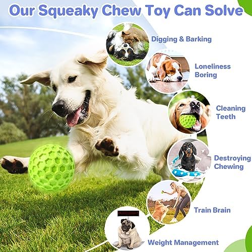 DISSKNIC Indestructible Squeaky Dog Balls, Interactive Dog Toys for Aggressive Chewers Large Breed for Relieving Anxiety, Dog Chew Toys Balls for Aggressive Chewers, Outdoor Dog Toys Dog Water Toys
