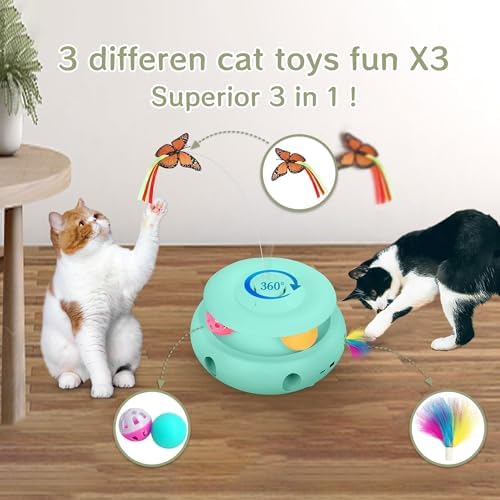 3-in-1 Interactive Cat Toys for Indoor Cats, Blue