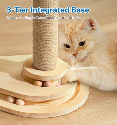 Made4Pets Kitten Toy Scratching Post with Self Groomer for Indoor Cats