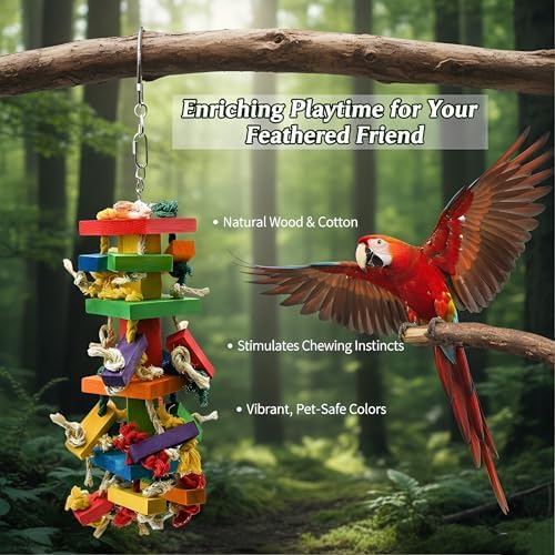 GPY Bird Toys for Parrot, Large Parrot Toys for Cage Macaws Cockatoos