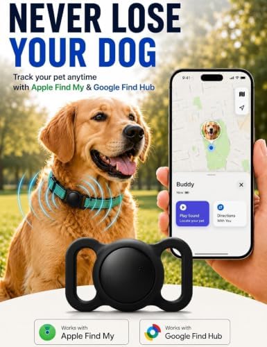 GPS Tracker for Dogs (iOS & Android), No Subscription Real-Time Tracking