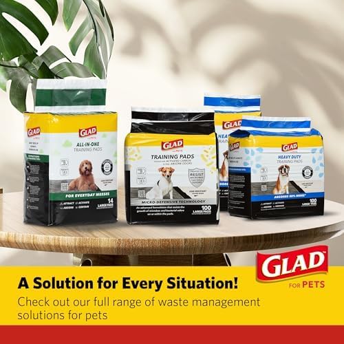 Glad for Pets Black Charcoal Puppy Pads, Large, 150 Count | Super-absorbent, disposable pads for potty training, crate training, and indoor use, 23 x 23 in