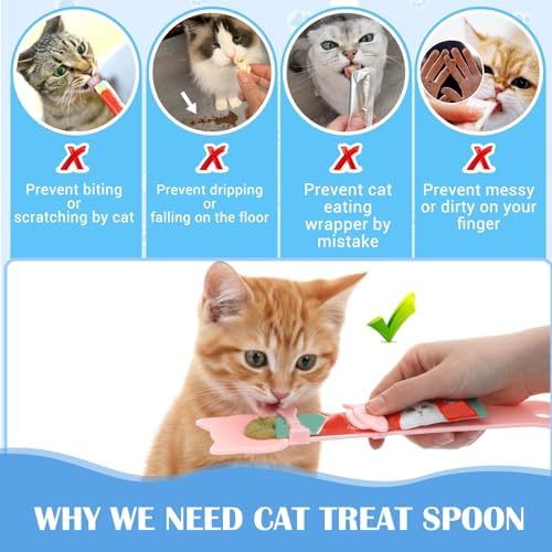 2 Pack Cat Squeeze Treat Spoon, Cute Cat Treat Feeder Spoon