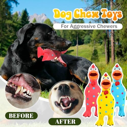 Silung 4 Pack Squeaky Rubber Chicken Dog Toys 8.6" Latex Chew Toys Gifts