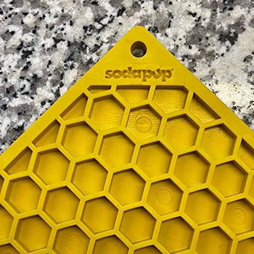 SodaPup Honeycomb eMat – Durable Lick Mat Feeder Made in USA from Non-Toxic, Pet-Safe, Food Safe Rubber for Mental Stimulation, Avoiding Overfeeding, Fresh Breath, Digestive Health, Calming, & More