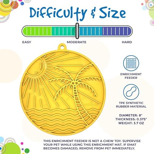 SodaPup Sun N Sea eMat – Durable Enrichment Feeder with Suction Cups Made in USA from Non-Toxic, Pet-Safe, Food Safe Rubber for Mental Stimulation, Avoiding Overfeeding, Calming, & More