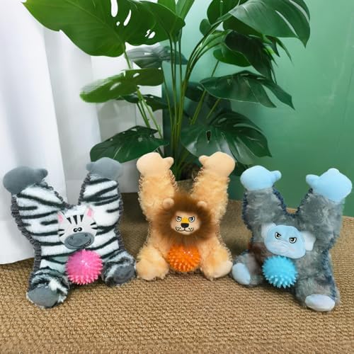 8.66 Inch Grey Brown Sloth Spiky Squeaky Dog Toy, Durable Plush Chew Toy for Puppy Teething, Interactive Tough Toy for Small Medium Large Dogs