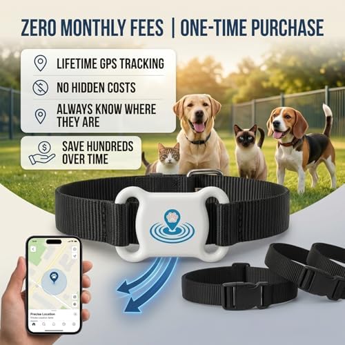 Smart Pet Collar Tracker, Dog & Cat Tracker, Real-Time Accurate Location, IPX7 Waterproof, Lightweight & Comfortable, No Monthly Fee,Android/iOS
