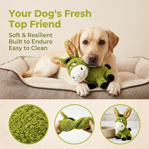 EMMA COLE Squeaky Plush Dog Toy, Tug of War Dog Toys for Large Breed Toy,Stuffed Animal Dog Plush Squeaky Interactive Toy for Puppy, Small, Middle, Large Dogs (Donkey)