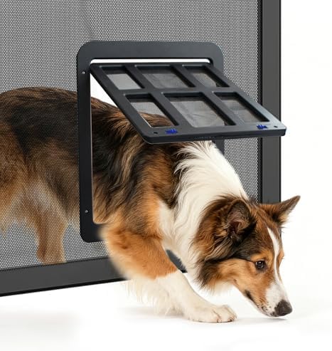 Dog Door for Screen Door with Magnetic Auto-Close, Lockable Doggy Door for Screen Door, Pet Easy Access for Sliding Screen Door