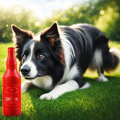 Indestructible Dog Chew Toys for Aggressive Chewers - Tough Rubber Dog Toy for Large Medium Small Breeds - Durable Red Bottle dog Teething Toys - Interactive Fetch, Play & Floating Water Toy