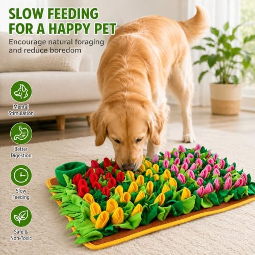 Tulip‑Style Snuffle Mat for Dogs, Cats, Rabbits, 23" x 15"