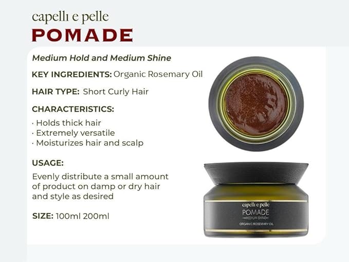 POMADE, With Rosemary Oil -Medium Hold & Shine - Hair Pomade for Black Men & Women to define Waves, Dreadlocks & Braids - Rosemary Oil with Fragrance -Hair Growth & Scalp Care- 200ml