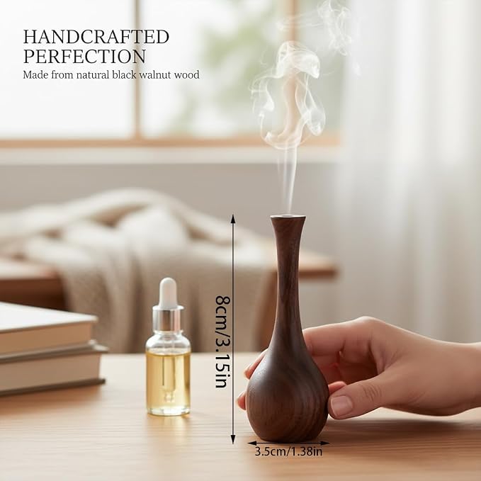 2 PCS Black Walnut Wood Essential Oil Diffuser,3.15 * 1.38in - Wooden Fragrance Diffuser Long-Necked Vases,Long-Lasting Aromatherapy for Home, Bathroom, Office，Yoga Rooms，Flower Arrangement