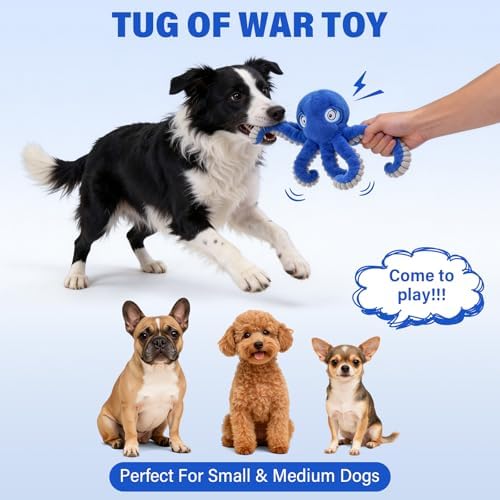 Interactive Octopus Dog Squeaky Toy - Plush Crinkle Tug & Chew